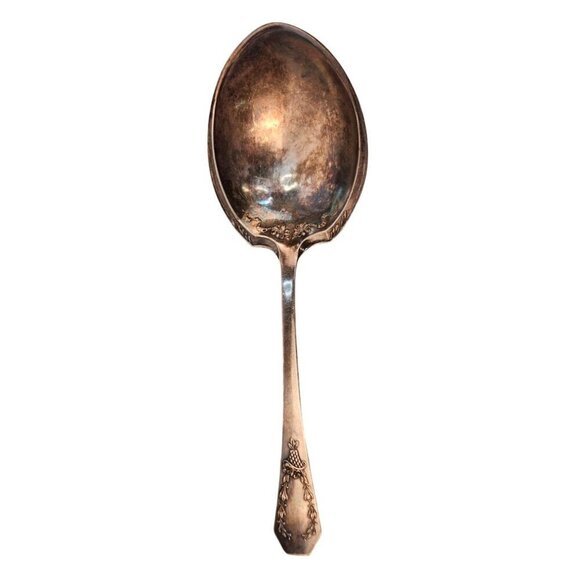 Vintage Ladle Holmes & Edwards XLV Silver plated Floral Serving Spoon With Ornat - Picture 1 of 9